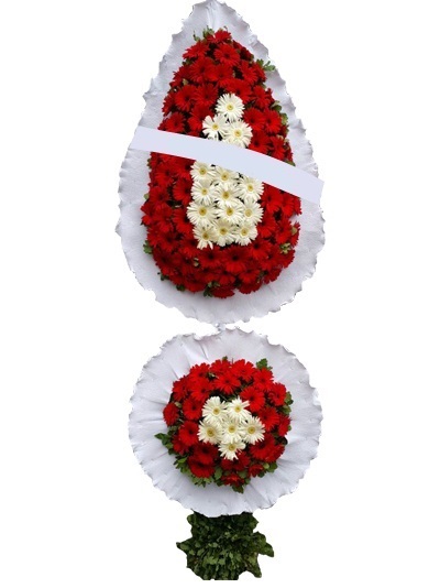 Çift Katlı Kırmızı-Beyaz Çelenk